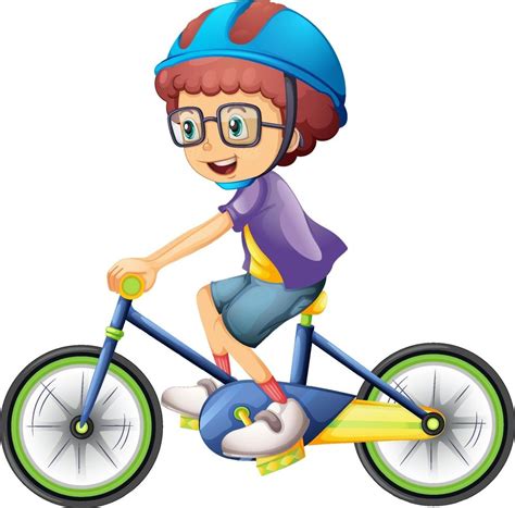 A boy cartoon character wearing helmet riding a bicycle 2290087 Vector Art at Vecteezy