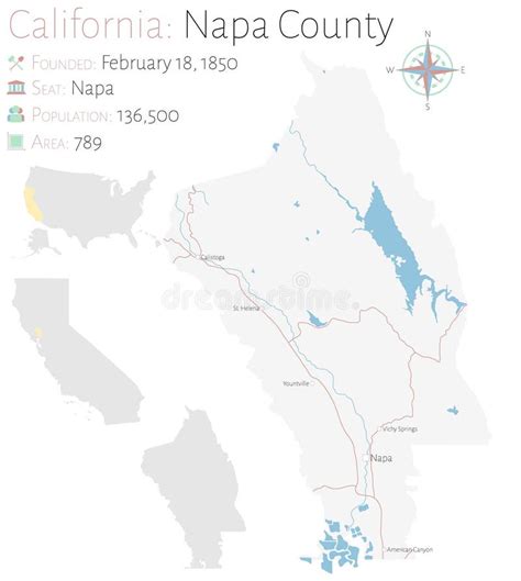 Map of Napa County in California Stock Vector - Illustration of ...