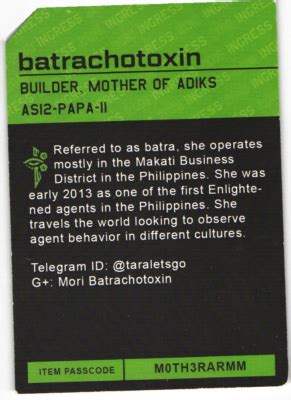 batrachotoxin - Ingress Biocards