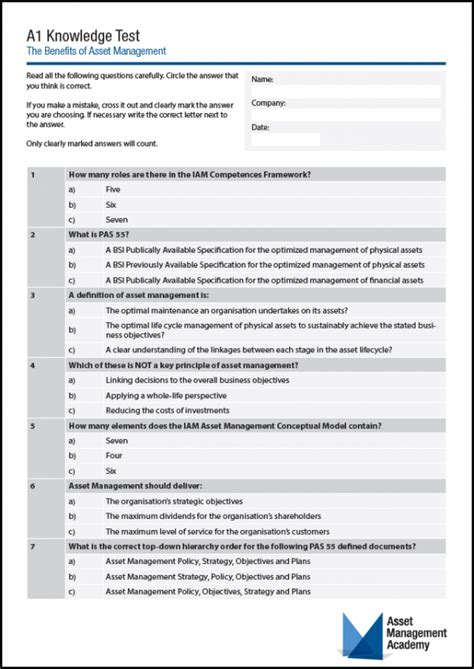 IAM certificate sample exam questions - Asset Management Academy