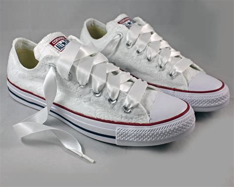 White Lace Bridal Converses --Lace Converse Optic White-- Wedding Tennis shoes - Wedding Converse