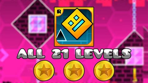 All Geometry Dash Official Levels With 3 Coins! (1-21) - YouTube