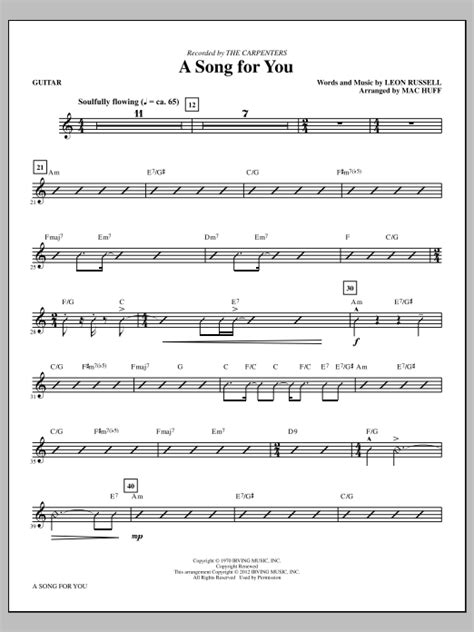 A Song For You - Guitar | Sheet Music Direct