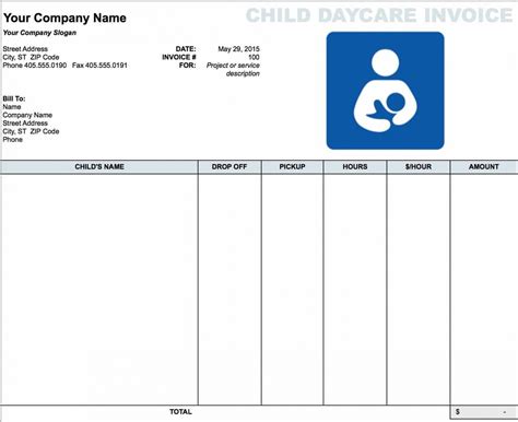 Get Our Image of Child Care Bill Template | Invoice template, Invoice template word, Profit and ...