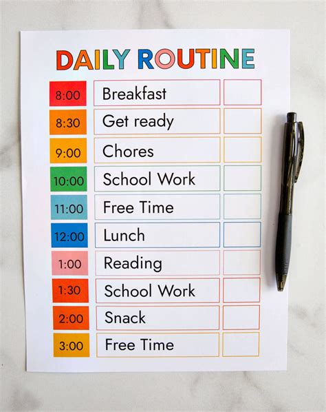 Free printable homeschool daily schedule template - armychlist