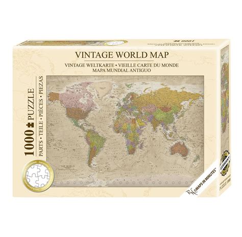 Vintage World Map Puzzle 1000 Pieces, MAPS IN MINUTES - Etsy