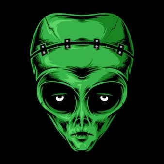Alien frankenstein cabeza vector logo | Vector Premium
