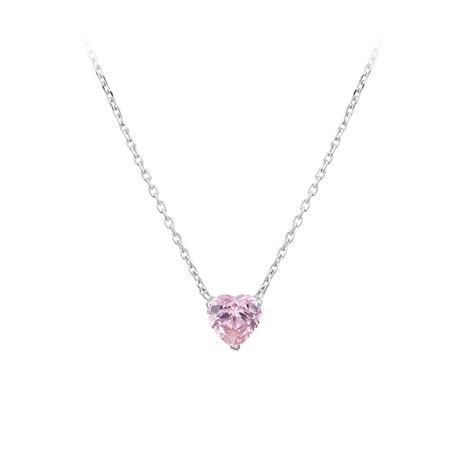 Silver necklace with pink heart pendant by Elsa Lee Paris