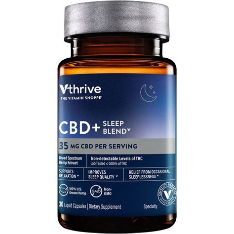 Vthrive 35 mg CBD Broad Spectrum Hemp Extract + Sleep Blend With GABA & Melatonin Capsules (30 ...