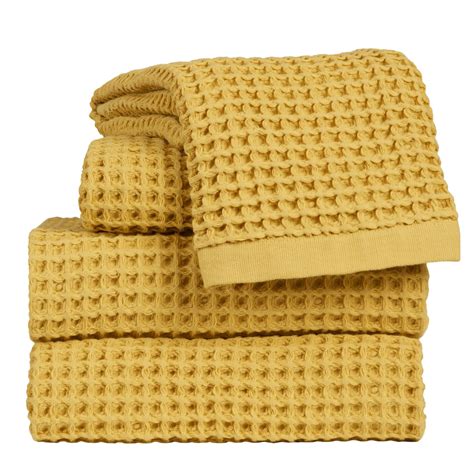 Mustard Waffle Weave Cotton Towels | Cotton towels, Towel, Waffle weave