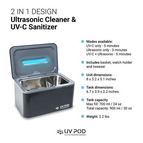 Ultrasonic Cleaner & UV Light Sanitizer, Professional Jewelry Cleaner Machine for Rings, Watches ...