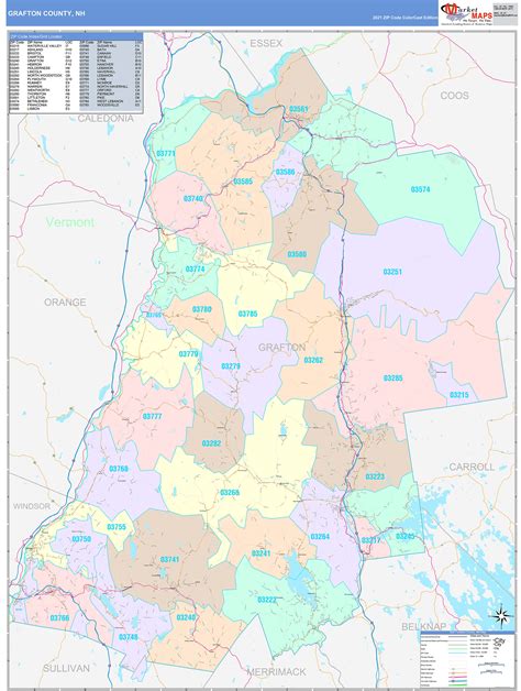 Grafton County, NH Wall Map Color Cast Style by MarketMAPS - MapSales