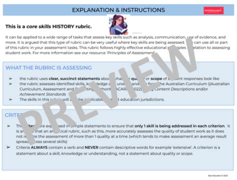 Core History Skills Rubric - Secondary - Editable - Australian Teachers ...