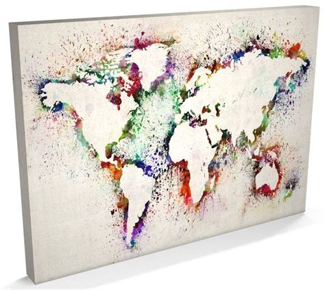 Map of the World Map Abstract Painting, CANVAS Art A3 to A1 - v778 - Home Interior Ideas