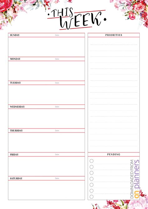 Pdf Free Monday - Friday Weekly Planner