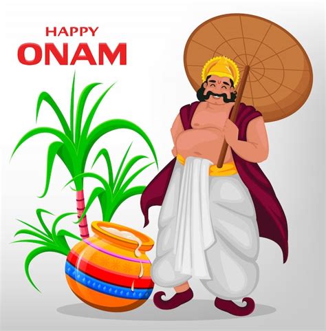 Premium Vector | King mahabali, happy onam festival in kerala