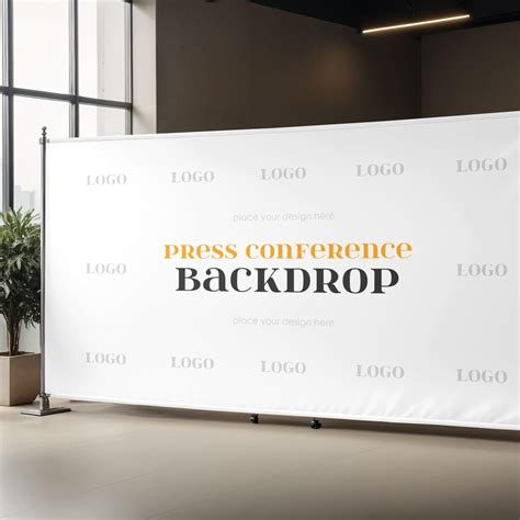 Free Press Conference Backdrop Mockup PSD