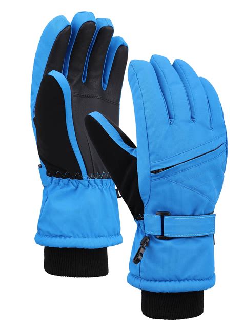 Kids Waterproof 3M Thinsulate Winter Zippered Snowboard Ski Gloves ...