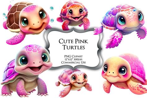 Pink Turtle Clipart