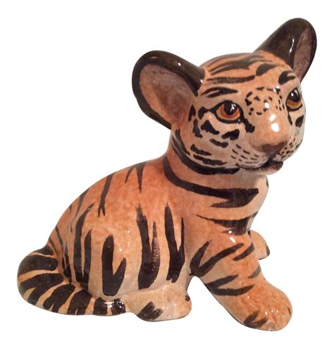 Vintage Italian Ceramic Tiger Cub Figurine | Chairish