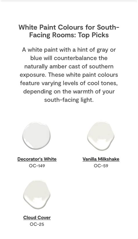 white paint colors for south - facing rooms top picks, from the color ...