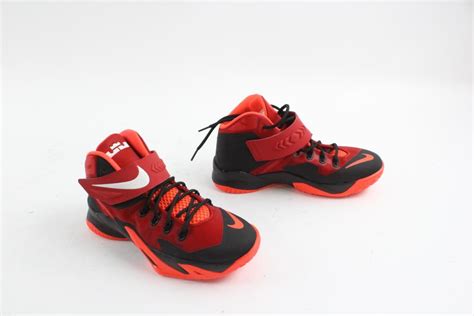 Nike Zoom LeBron James Soldier 8 GS Shoes, Red and Black, Boys Size 7Y ...