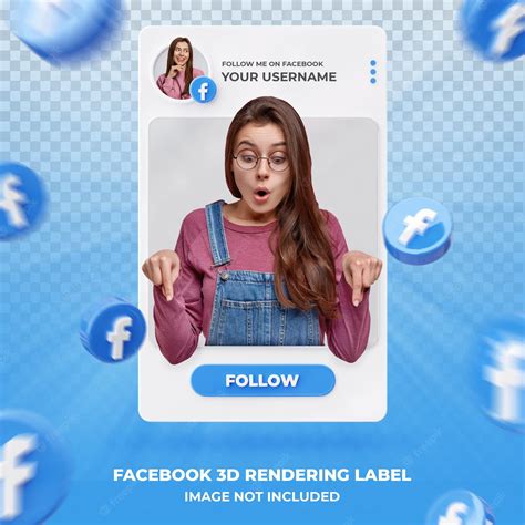 Premium PSD | Banner Icon Profile on Facebook 3d Rendering Label Template