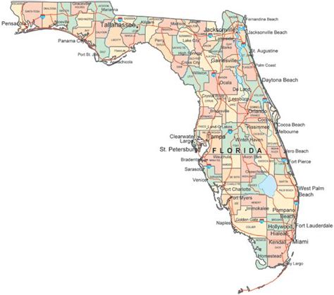 florida map with cities | map of Florida with major cities and roads ...