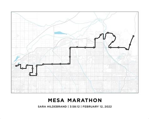 Mesa Marathon Map Personalized Mesa Arizona Marathon Map 26.2 Map - Etsy