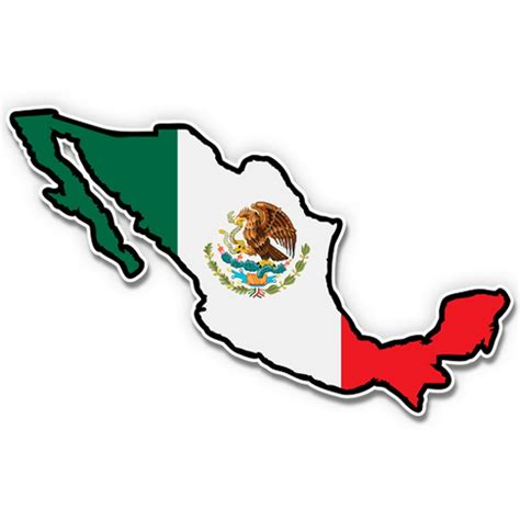 Mexico Shape Flag Eagle Mexican Pride - 3" Vinyl Sticker - For Car ...