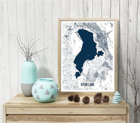 Utah Lake Utah Printable Map Utah Lake Wall Art Utah Lake - Etsy