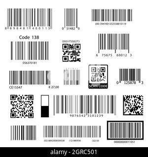 Set of product barcodes. Identification tracking code. Serial number, product ID with digital ...