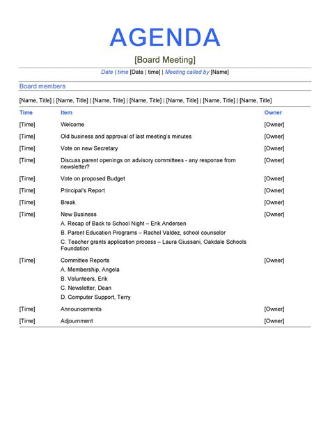 46 Effective Meeting Agenda Templates - Template Lab