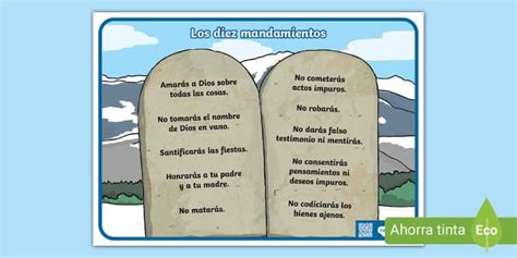 Afiche: Imágenes de los Diez Mandamientos | Twinkl Religión