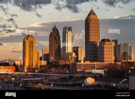 Atlanta Georgia skyline with cloudy sunset sky Stock Photo - Alamy