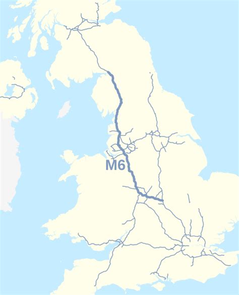 Image: M6 motorway (Great Britain) map