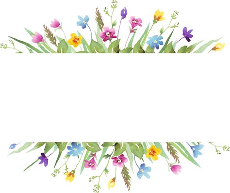 Wildflower frame. Watercolor clipart 22316338 PNG