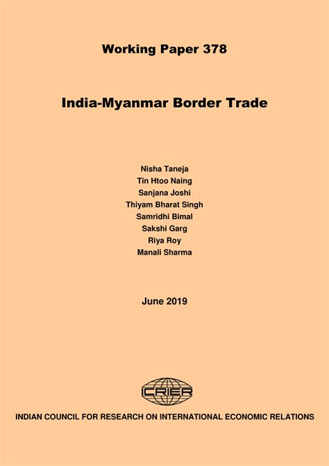 (PDF) India-Myanmar Border Trade