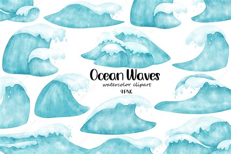 Watercolor Ocean Waves Clipart Graphic by amaydastore · Creative Fabrica