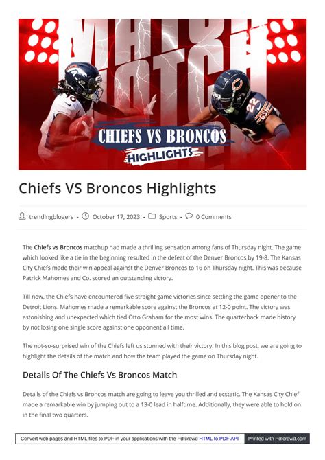 Chiefs VS Broncos Highlights by Trending Bloggers - Issuu