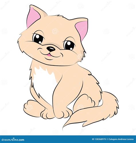 Pink Cartoon Cute Cat Vector Illustration Design Stock Vector ...