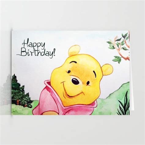 Winnie the Pooh Happy Birthday Card Greeting Card for Any - Etsy