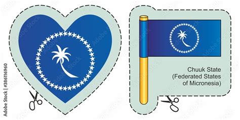 Flag of Chuuk State. Federated States of Micronesia. Vector cut sign ...