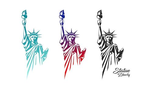 Premium Vector | The Statue of Liberty vector in the United States colorful collection design ...