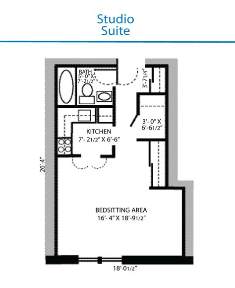 Floor Plan of Studio Suite | Quinte Living Centre