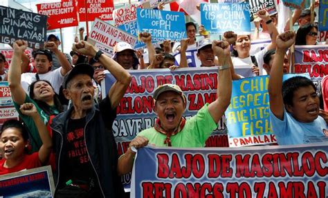 South China Sea arbitration: Philippine activists protest outside ...