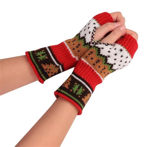 Funny Women Men winter gloves Christmas Knitted Arm Fingerless Winter ...