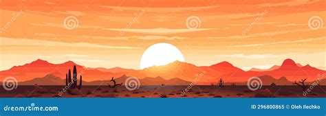 Sunset Desert Vector Flat Minimalistic Isolated Illustration Stock ...