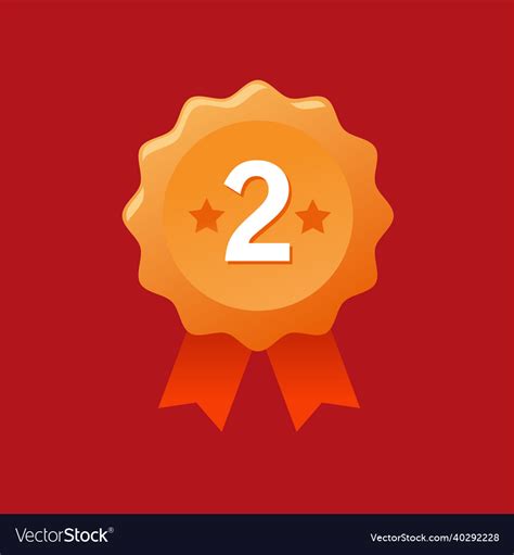 Number two ribbon award colors icon Royalty Free Vector