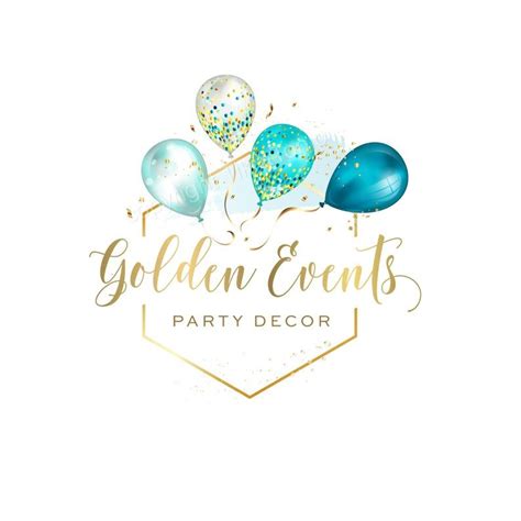 Golden Event Logo Design Premade Logo Teal and Blue Balloon - Etsy ...